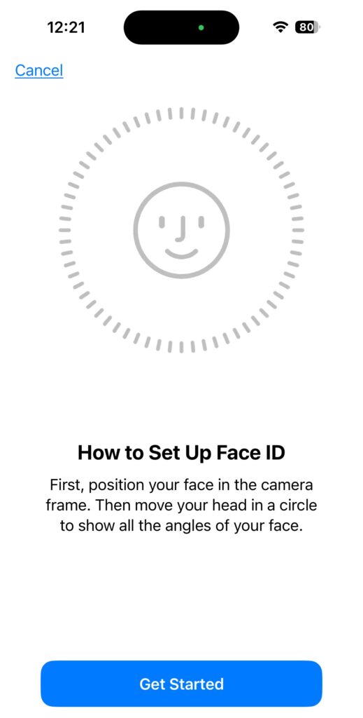 Set up face id in iphone