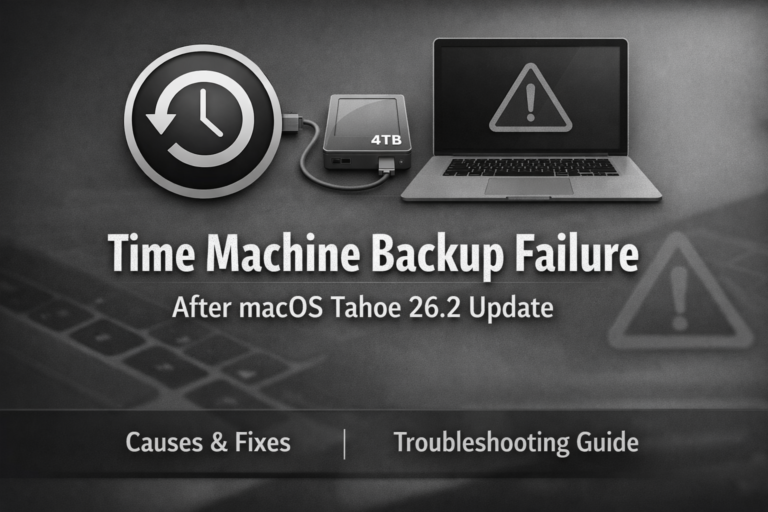 Time Machine Backup Fails After macOS Update | Fix & Diagnosis