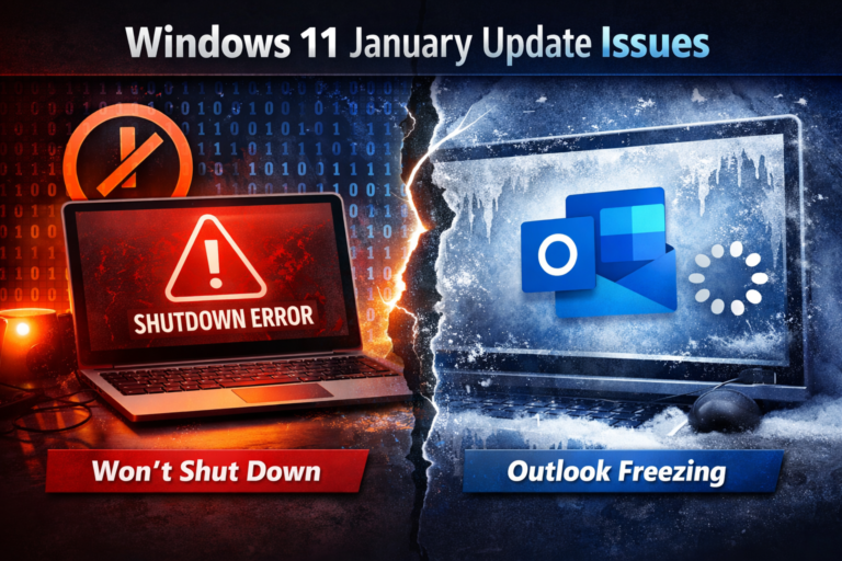 January Windows 11 Updates Cause Shutdown Issues and Outlook Freezes