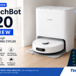 SwitchBot S20 robot vacuum review after 30 days of testing with 124 cleaning cycles, featuring the self-cleaning roller mop, HomeKit support, and plumbing system.